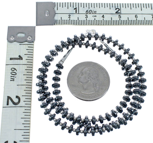 Hematite Genuine Sterling Silver Southwest Bead Necklace MX121587